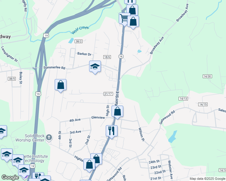 map of restaurants, bars, coffee shops, grocery stores, and more near 34 County Route 21/17 in Oak Hill