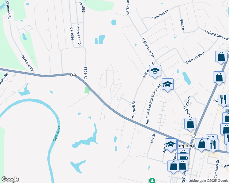 map of restaurants, bars, coffee shops, grocery stores, and more near 50 Mobile Home Park in Shepherdsville