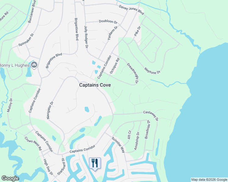 map of restaurants, bars, coffee shops, grocery stores, and more near 2499 Poppy Cock Ct in Accomack
