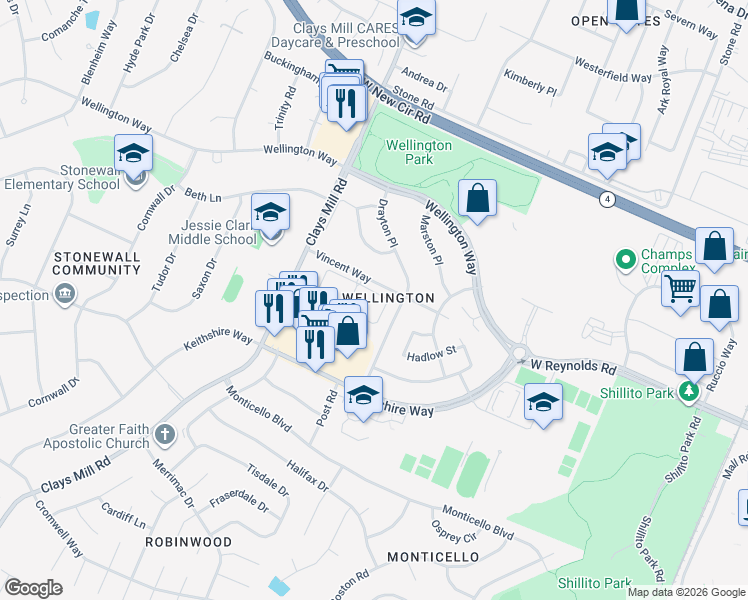 map of restaurants, bars, coffee shops, grocery stores, and more near in Lexington
