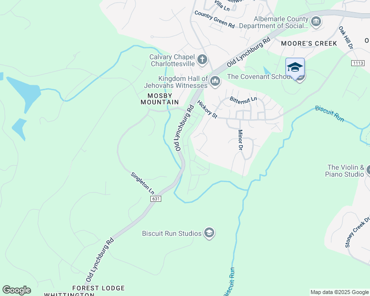map of restaurants, bars, coffee shops, grocery stores, and more near 3106 Horizon Road in Charlottesville