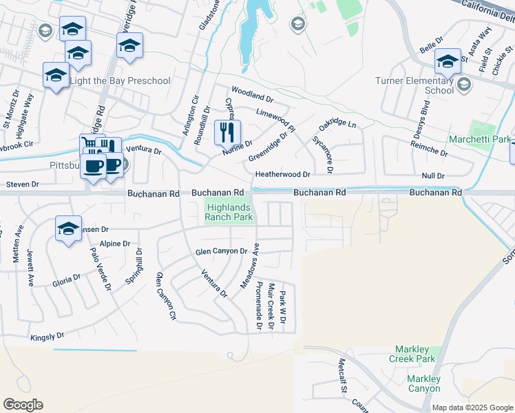 map of restaurants, bars, coffee shops, grocery stores, and more near 14 Saddlehorn Court in Pittsburg