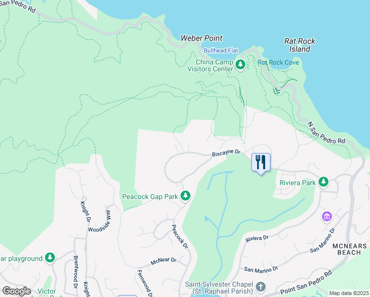 map of restaurants, bars, coffee shops, grocery stores, and more near 11 Pheasant Court in San Rafael