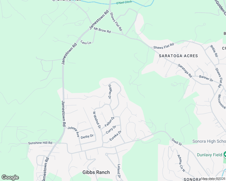 map of restaurants, bars, coffee shops, grocery stores, and more near 20700 Gopher Drive in Sonora