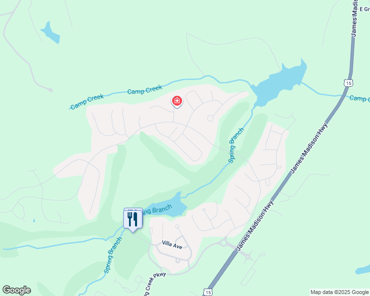 map of restaurants, bars, coffee shops, grocery stores, and more near 268 Appalachian Lane in Zion Crossroads