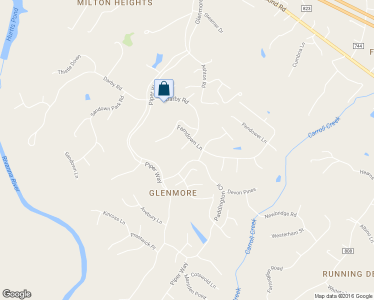 map of restaurants, bars, coffee shops, grocery stores, and more near 3464 Darby Road in Keswick