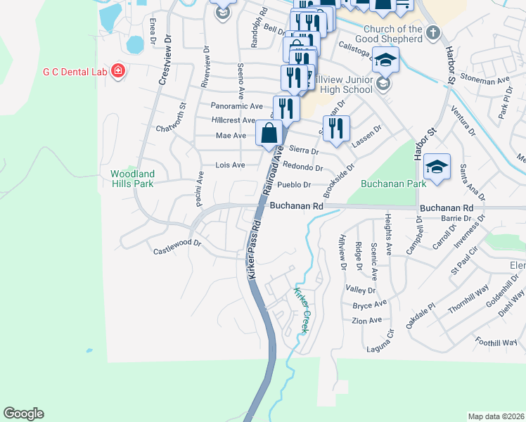 map of restaurants, bars, coffee shops, grocery stores, and more near 8 Buchanan Road in Pittsburg
