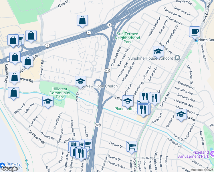 map of restaurants, bars, coffee shops, grocery stores, and more near 2219 Hillsborough Court in Concord
