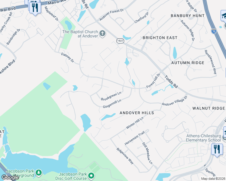 map of restaurants, bars, coffee shops, grocery stores, and more near 516 Huntington Court in Lexington