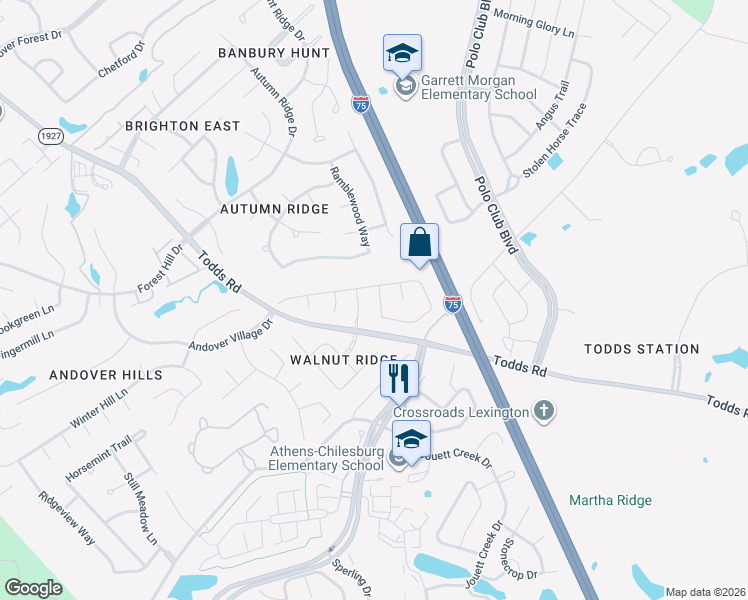 map of restaurants, bars, coffee shops, grocery stores, and more near 4029 Barnard Drive in Lexington