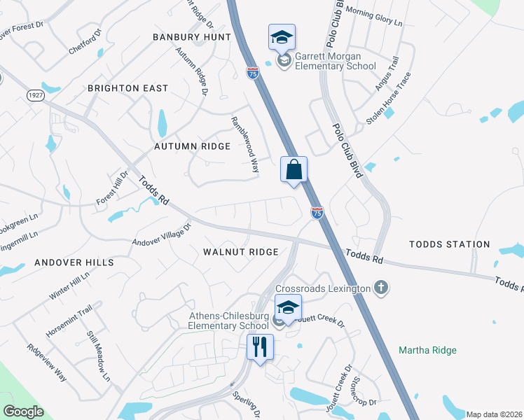 map of restaurants, bars, coffee shops, grocery stores, and more near 4029 Barnard Drive in Lexington