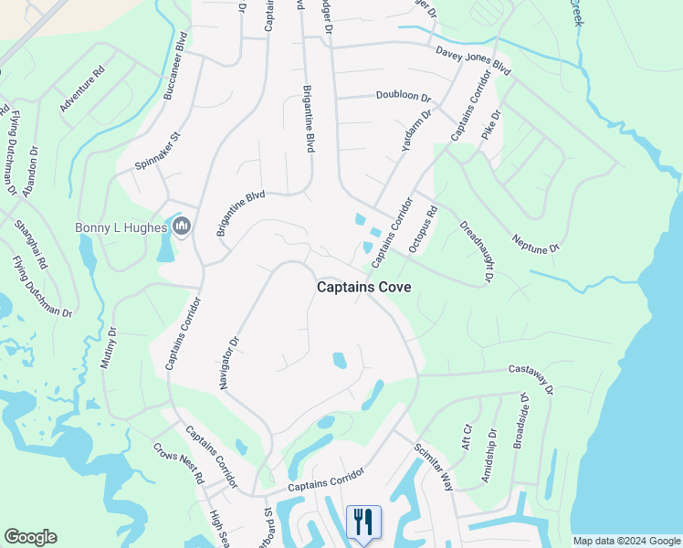 map of restaurants, bars, coffee shops, grocery stores, and more near 37267 Dolphin Drive in Greenbackville