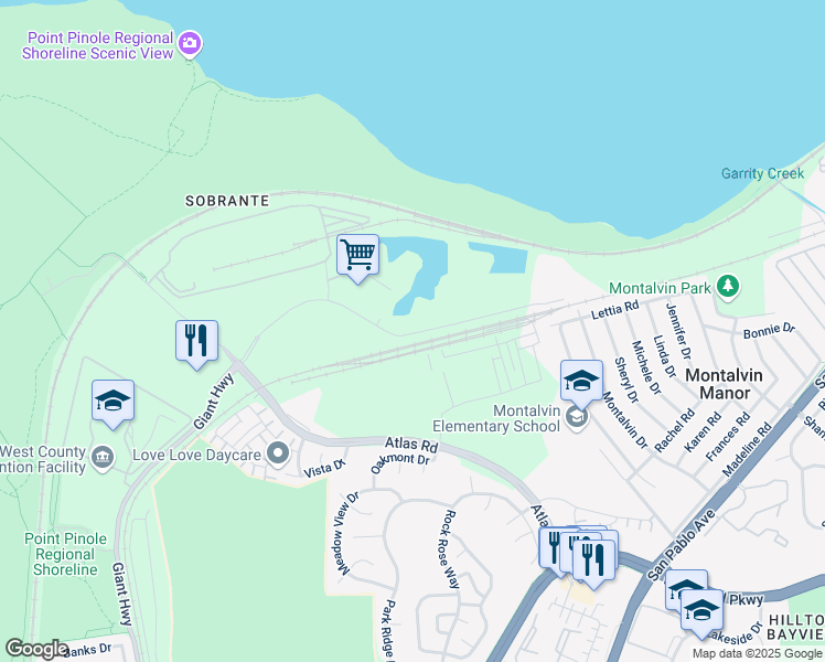 map of restaurants, bars, coffee shops, grocery stores, and more near 6065 Giant Highway in Richmond