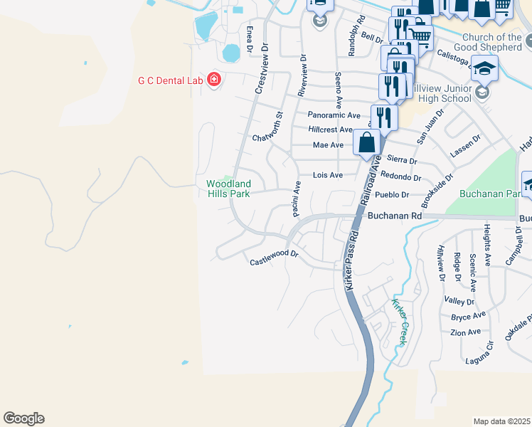 map of restaurants, bars, coffee shops, grocery stores, and more near 8 Buena Vista in Pittsburg