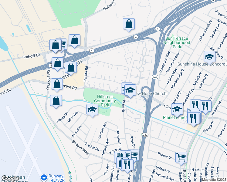 map of restaurants, bars, coffee shops, grocery stores, and more near in Concord
