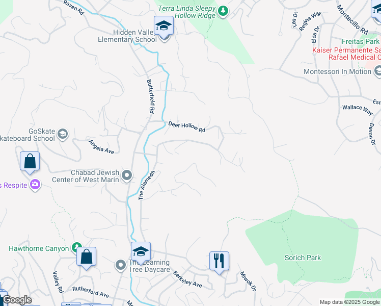 map of restaurants, bars, coffee shops, grocery stores, and more near 7 The Alameda Knolls in San Anselmo