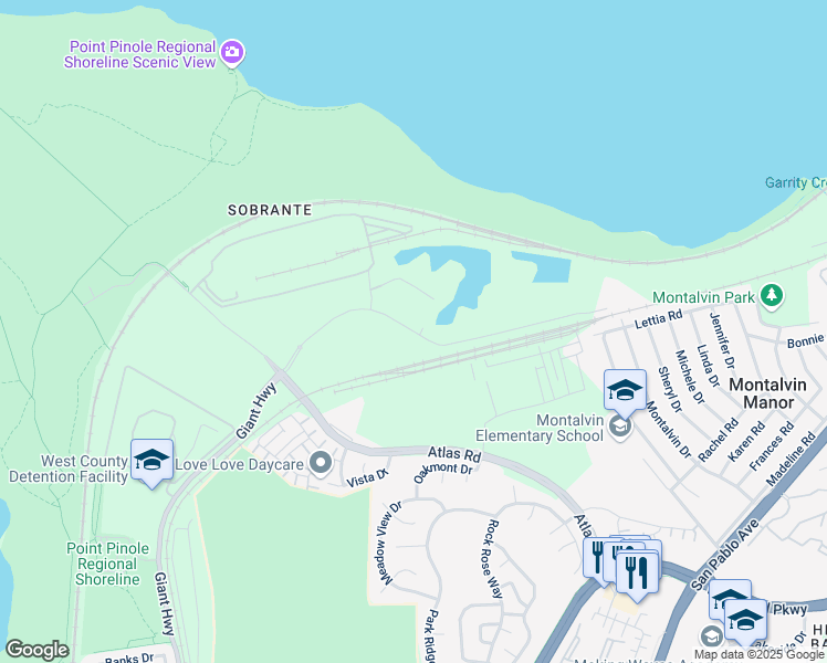 map of restaurants, bars, coffee shops, grocery stores, and more near Giant Rd in Richmond