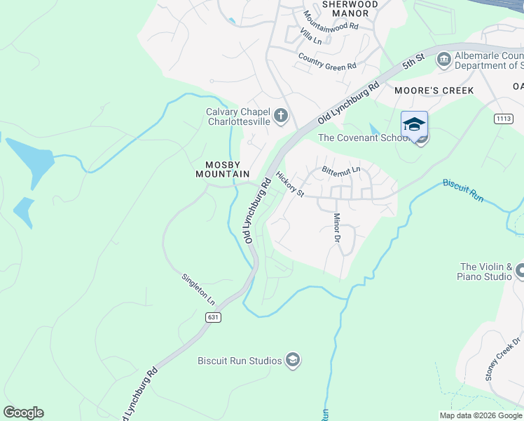 map of restaurants, bars, coffee shops, grocery stores, and more near 1605-1649 Bitternut Lane in Charlottesville