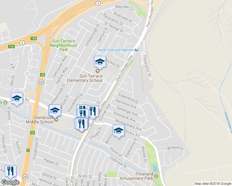 map of restaurants, bars, coffee shops, grocery stores, and more near 3526 Dormer Avenue in Concord