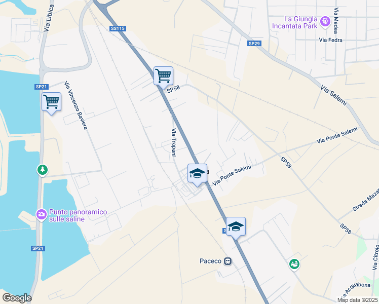 map of restaurants, bars, coffee shops, grocery stores, and more near 473 SS115 in Trapani