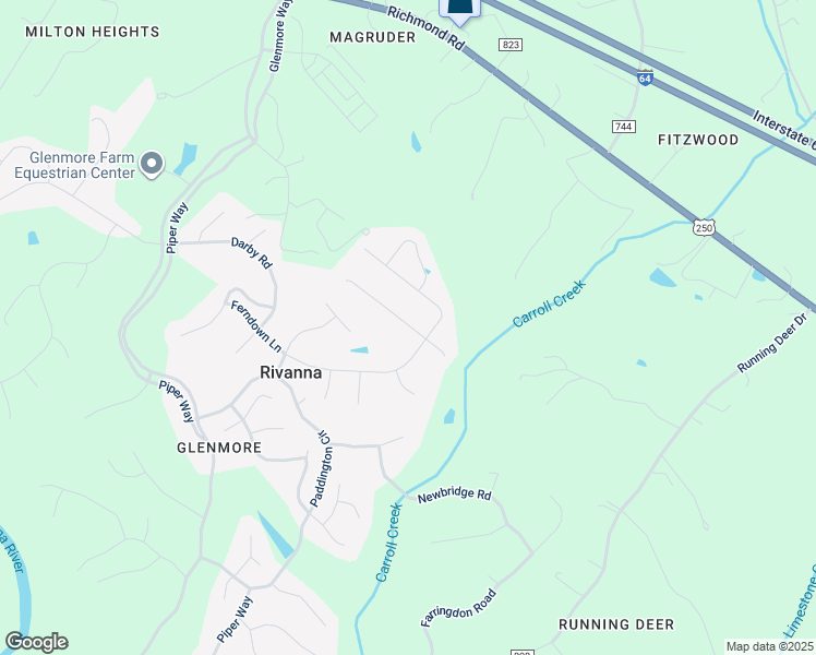 map of restaurants, bars, coffee shops, grocery stores, and more near 2426 Pendower Lane in Keswick