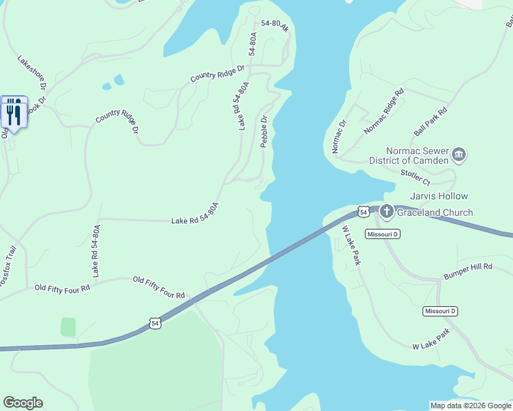 map of restaurants, bars, coffee shops, grocery stores, and more near 464 Cedar Heights Drive in Camdenton
