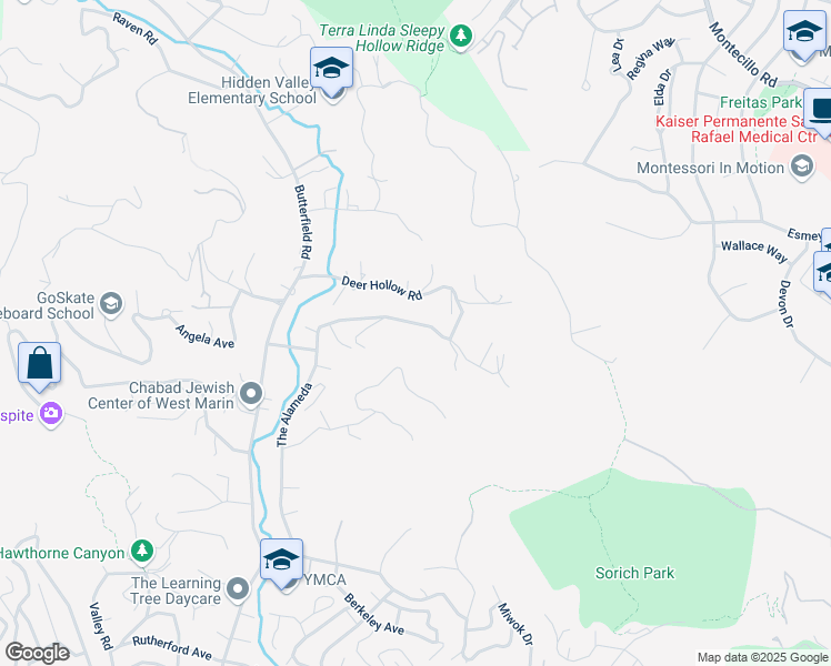 map of restaurants, bars, coffee shops, grocery stores, and more near 7 The Alameda Knolls in San Anselmo