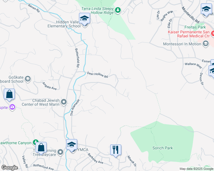 map of restaurants, bars, coffee shops, grocery stores, and more near 7 The Alameda Knolls in San Anselmo