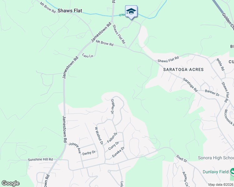 map of restaurants, bars, coffee shops, grocery stores, and more near 20700-20708 Gopher Drive in Sonora