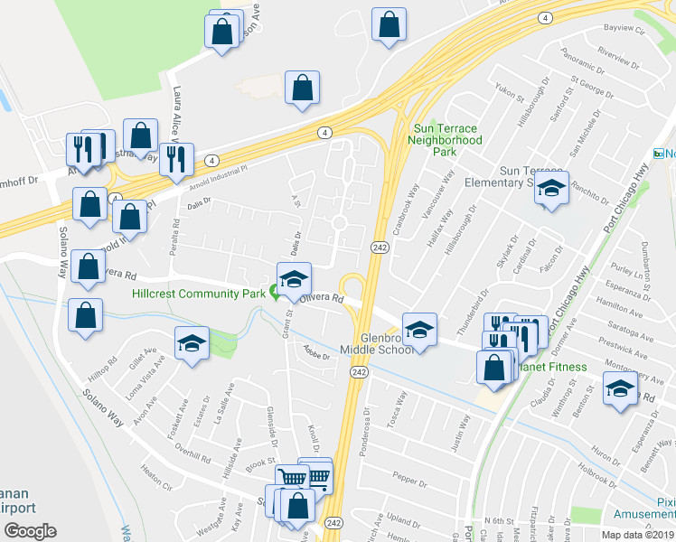 map of restaurants, bars, coffee shops, grocery stores, and more near 3205 Northwood Drive in Concord