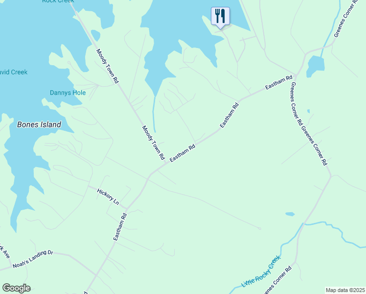 map of restaurants, bars, coffee shops, grocery stores, and more near 2477 Eastham Road in Bumpass