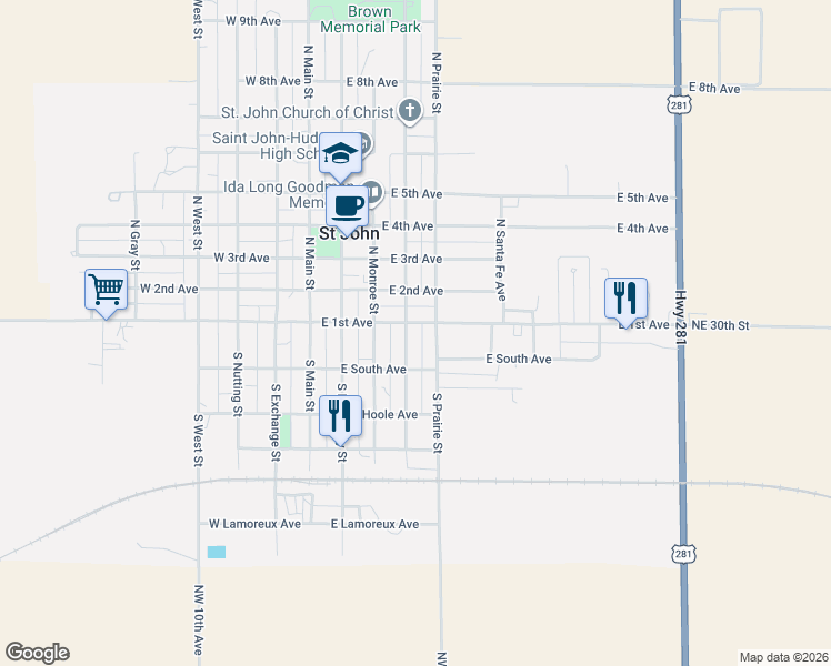 map of restaurants, bars, coffee shops, grocery stores, and more near 452-498 East 1st Avenue in Saint John