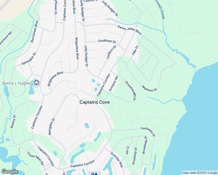 map of restaurants, bars, coffee shops, grocery stores, and more near 2402 Octopus Road in Greenbackville
