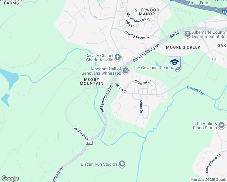 map of restaurants, bars, coffee shops, grocery stores, and more near 2209 Swallowtail Lane in Charlottesville