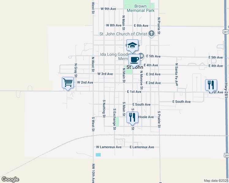 map of restaurants, bars, coffee shops, grocery stores, and more near 200 Northwest 30th Street in Saint John