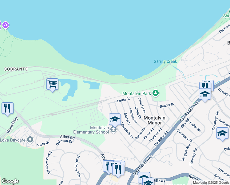 map of restaurants, bars, coffee shops, grocery stores, and more near 6065 Giant Highway in Richmond