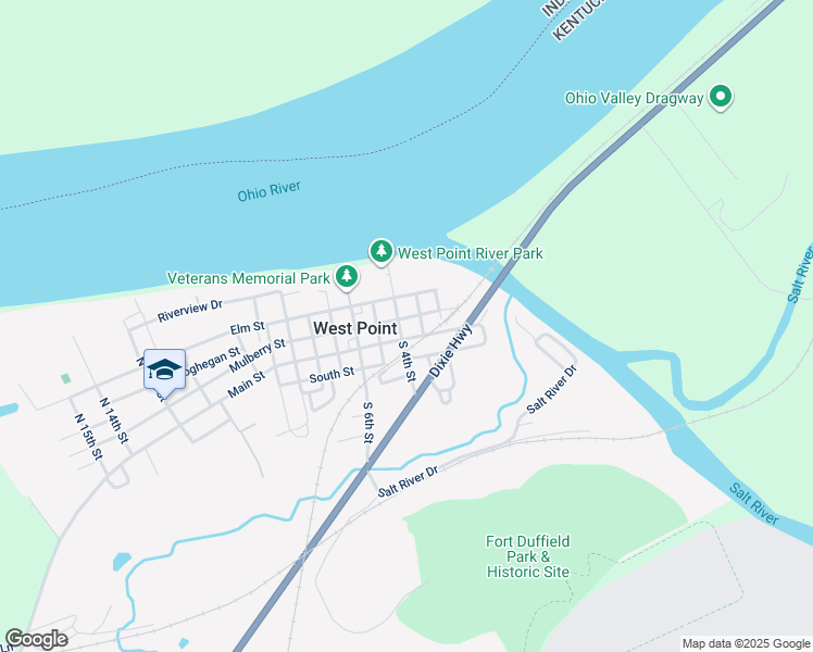 map of restaurants, bars, coffee shops, grocery stores, and more near 302 Main Street in West Point