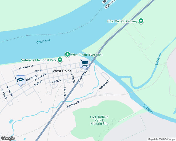 map of restaurants, bars, coffee shops, grocery stores, and more near 22 Main Street in West Point