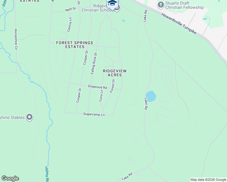 map of restaurants, bars, coffee shops, grocery stores, and more near 73 Dogwood Road in Stuarts Draft