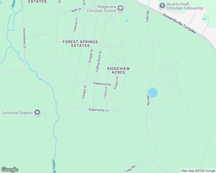 map of restaurants, bars, coffee shops, grocery stores, and more near 132 Torry Lane in Stuarts Draft