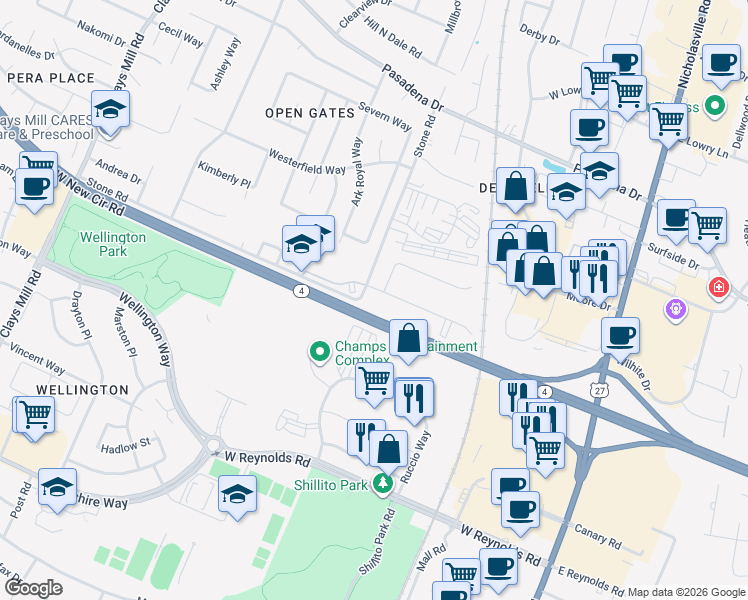 map of restaurants, bars, coffee shops, grocery stores, and more near 272 Big Run Road in Lexington