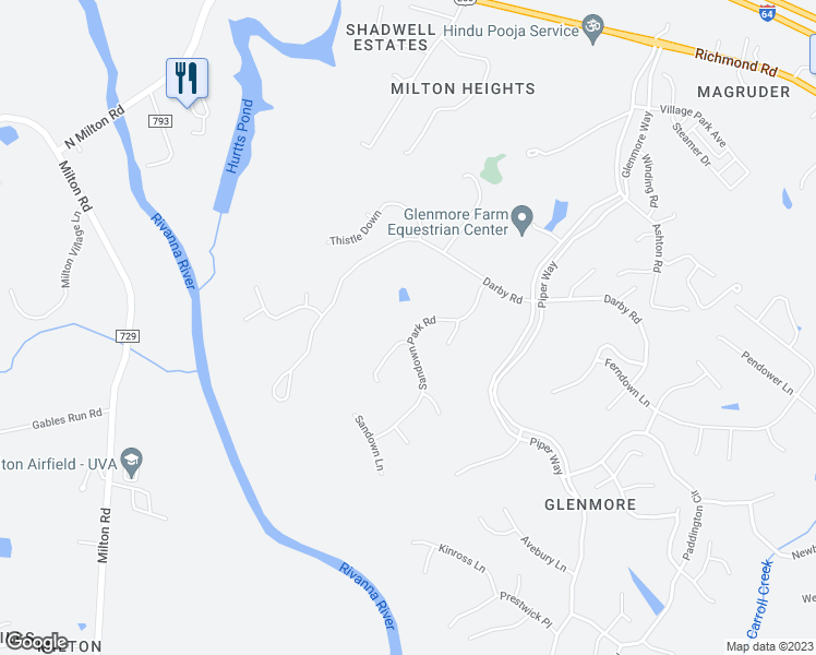 map of restaurants, bars, coffee shops, grocery stores, and more near 3250 Sandown Park Road in Keswick