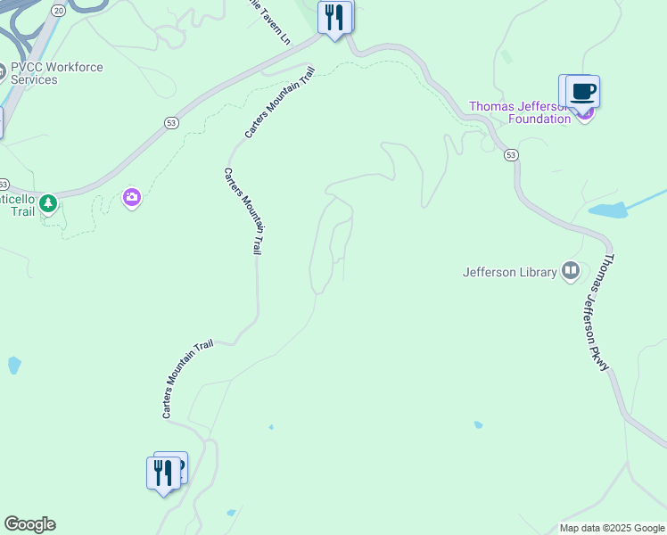 map of restaurants, bars, coffee shops, grocery stores, and more near 1304 Mountain Top Farm in Charlottesville