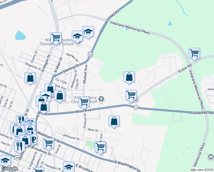 map of restaurants, bars, coffee shops, grocery stores, and more near 255 Cook Avenue in Winchester
