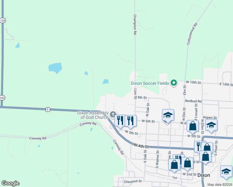 map of restaurants, bars, coffee shops, grocery stores, and more near 212 Nina Street in Dixon