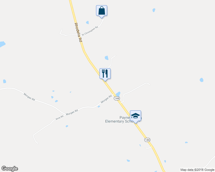 map of restaurants, bars, coffee shops, grocery stores, and more near 520 Rhodelia Road in Payneville