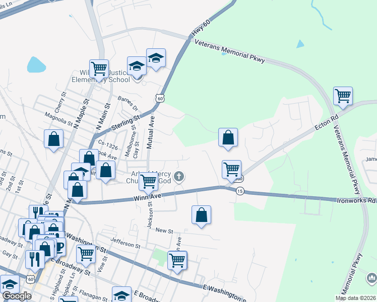map of restaurants, bars, coffee shops, grocery stores, and more near 255 Cook Avenue in Winchester