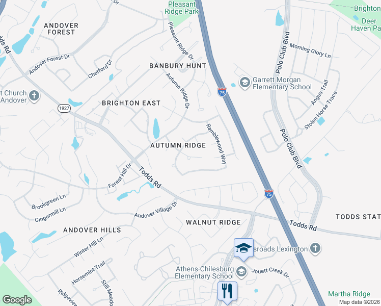 map of restaurants, bars, coffee shops, grocery stores, and more near 1060 Deer Crossing Way in Lexington