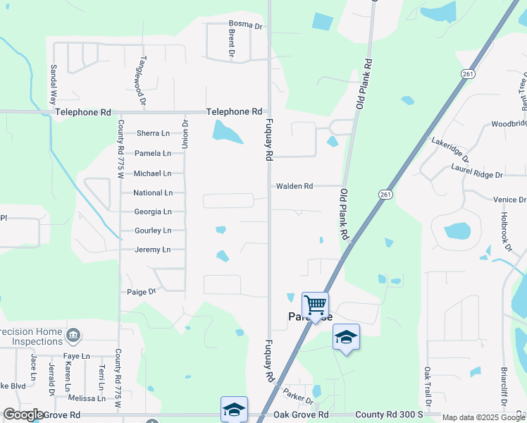 map of restaurants, bars, coffee shops, grocery stores, and more near 2355 Fuquay Road in Newburgh