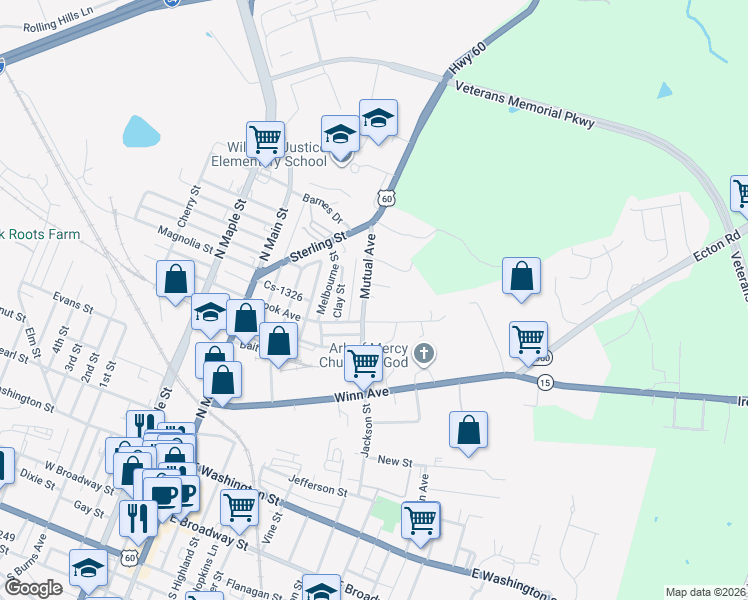 map of restaurants, bars, coffee shops, grocery stores, and more near 226 Mutual Avenue in Winchester